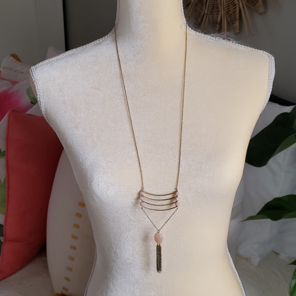 Chevron Pink and Bonze necklace